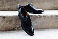 Туфли-броги мужские из натуральной кожи чёрного цвета