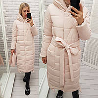 Куртка зима матова приталені кнопки і блискавка арт. M032 рожева пудра