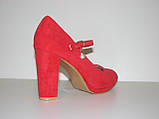 Туфлі жіночі замшеві червоного кольору на високому каблуці з ремінцем 35 37 38, фото 9
