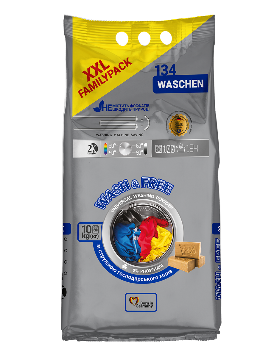 Порошок для прання WASH & FREE універсальний 2K, фото 1