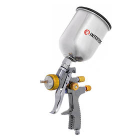 Фарбопульт пневматичний LVLP BRONZE професійний, верхній металевий бачок INTERTOOL PT-0135 pwtl