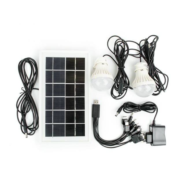Фонарь аккумуляторный 1LED 5W+22 SMD, выносная солнечная панель, выносные 2 led лампы, кабель для зарядки - фото 2 - id-p1545153753