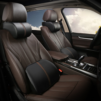 Автомобільна подушка ортопедична Kinton під поперек і на підголівник в авто Чорний із коричневим