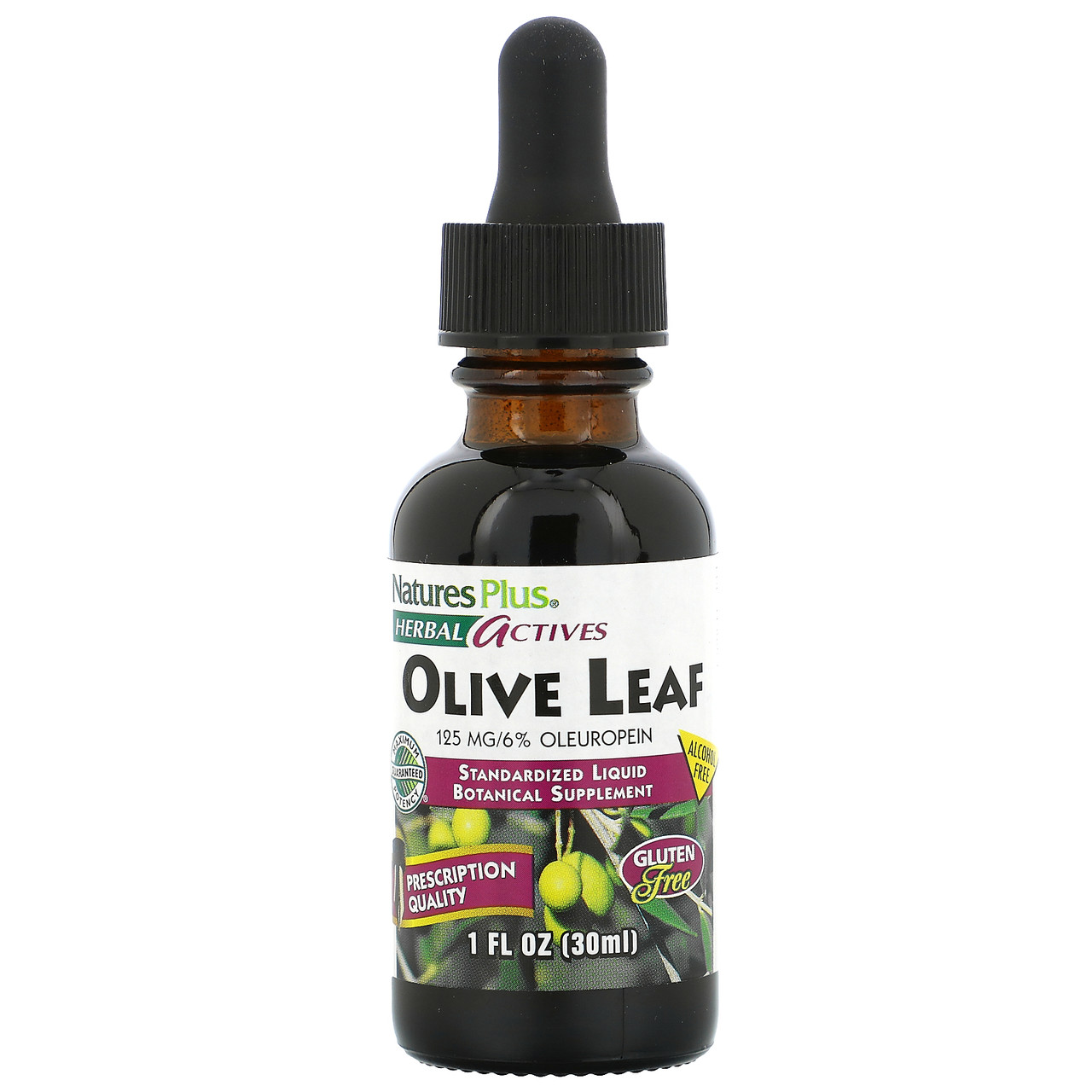 Nature's Plus, Herbal Actives, листя оливи, без спирту, 30 мл (1 рідин та си. унція), Київ