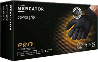 Міцні рукавички нітрилові ideall GRIP black 50 шт., розмір L