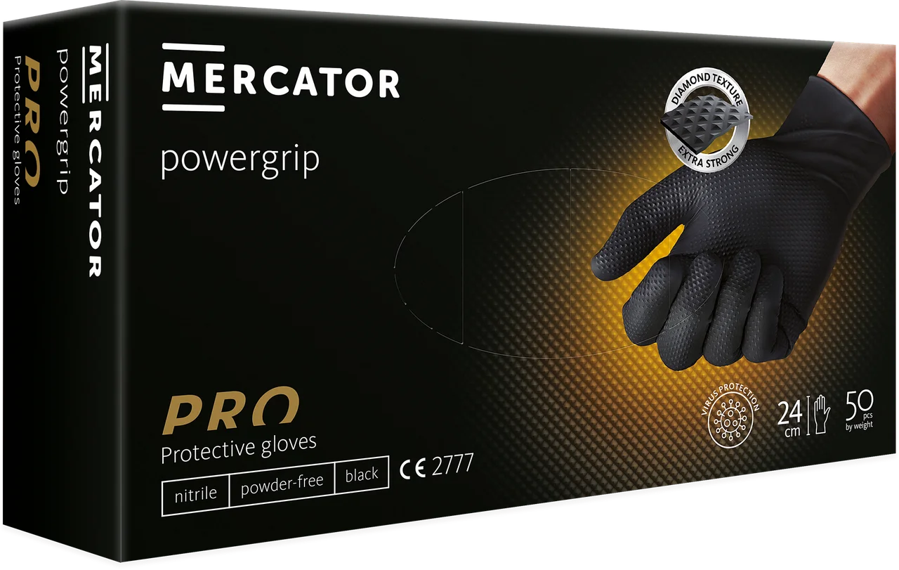 Міцні рукавички нітрилові GoGrip black 50 шт., розмір XL