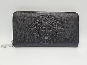 Барсетка, гаманець Versace з натуральної шкіри чорна