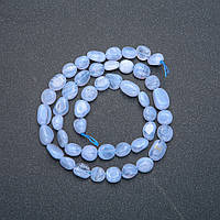 Намистини на нитці з натурального каменю Блакитний Агат галтівка d-10х8мм L-40см + -