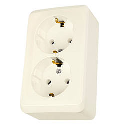 Prima IP20 розетка подвійна із заземленням слонова кістка Schneider Electric, WDE001148
