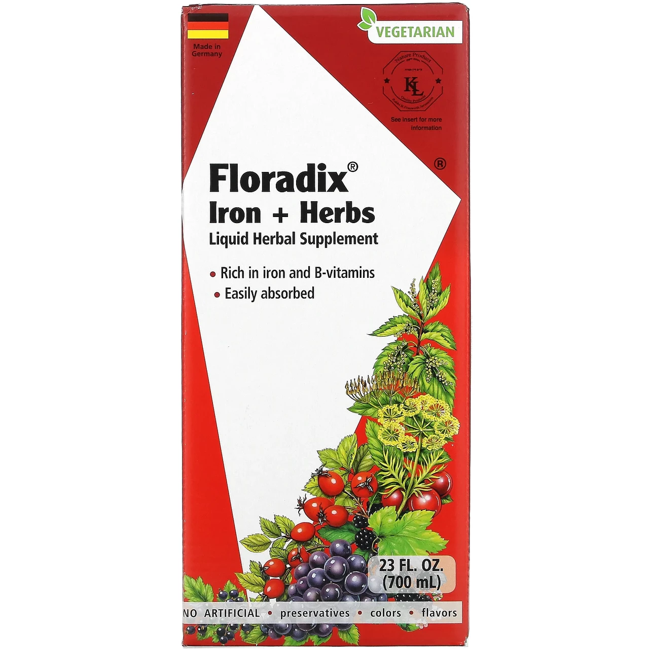 Gaia Herbs, Floradix, залізо і трави, 700 мл (23 рідин та си. унції), Київ