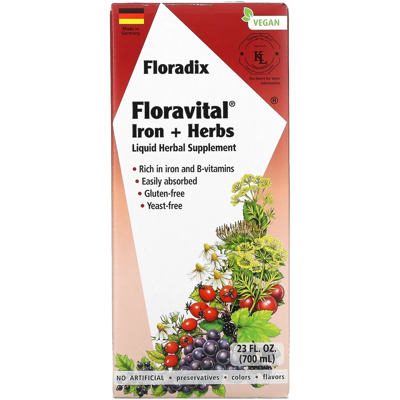 Gaia Herbs, Floradix, залізо і трави Floravital, 23 рідин та си. унції (700 мл), Київ