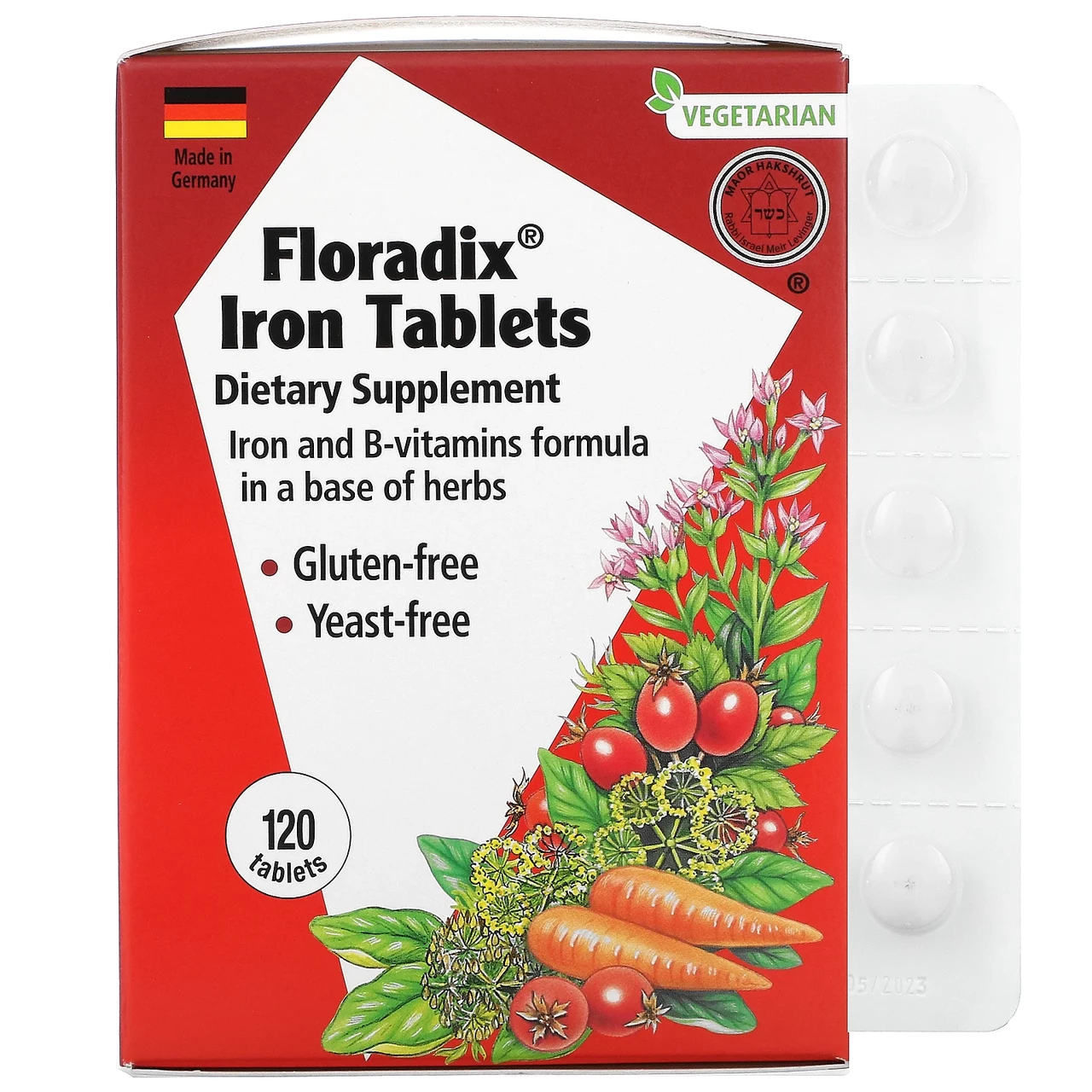 Gaia Herbs, Floradix, залізо, 120 таблеток GAI-26018, Київ