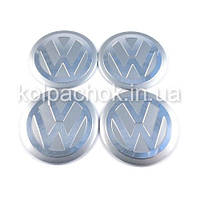 Наклейки для колпачков на диски VolksWagen серые/хром лого (56мм)