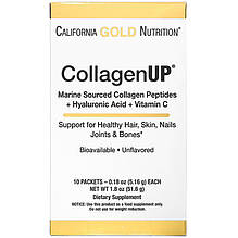 Колаген-пептид California GOLD Nutrition "CollagenUP" з гіалуронкою і вітаміном C (10 пакетиків по 5,15 г)