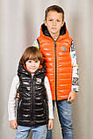 Дитячі двосторонні жилетки для хлопчиків та дівчаток, модель PL, колір чорна з помаранчевим, розміри 98-116, фото 7