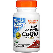 Коензим Q10 з біоперином Doctor's Best "High Absorption CoQ10 with BioPerine" 100 мг (120 рослинних капсул)