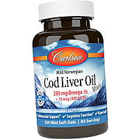 Риб'ячий жир з печінки норвезької тріски Carlson Labs Cod Liver Oil 280 mg Omega-3s 250 міні гел капс