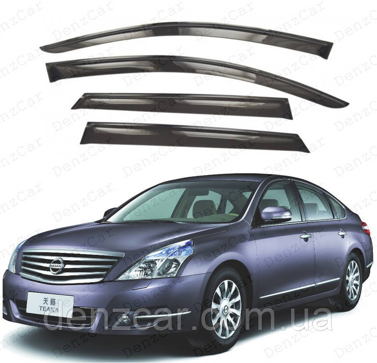 Вітровики Nissan Teana 2003-2013 (на скотчі) ShS\Дефлектори вікон Ніссан Тіана, фото 2