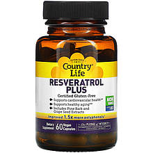 Ресвератрол Country Life "Resveratrol Plus" для серцево-судинної системи (60 капсул)