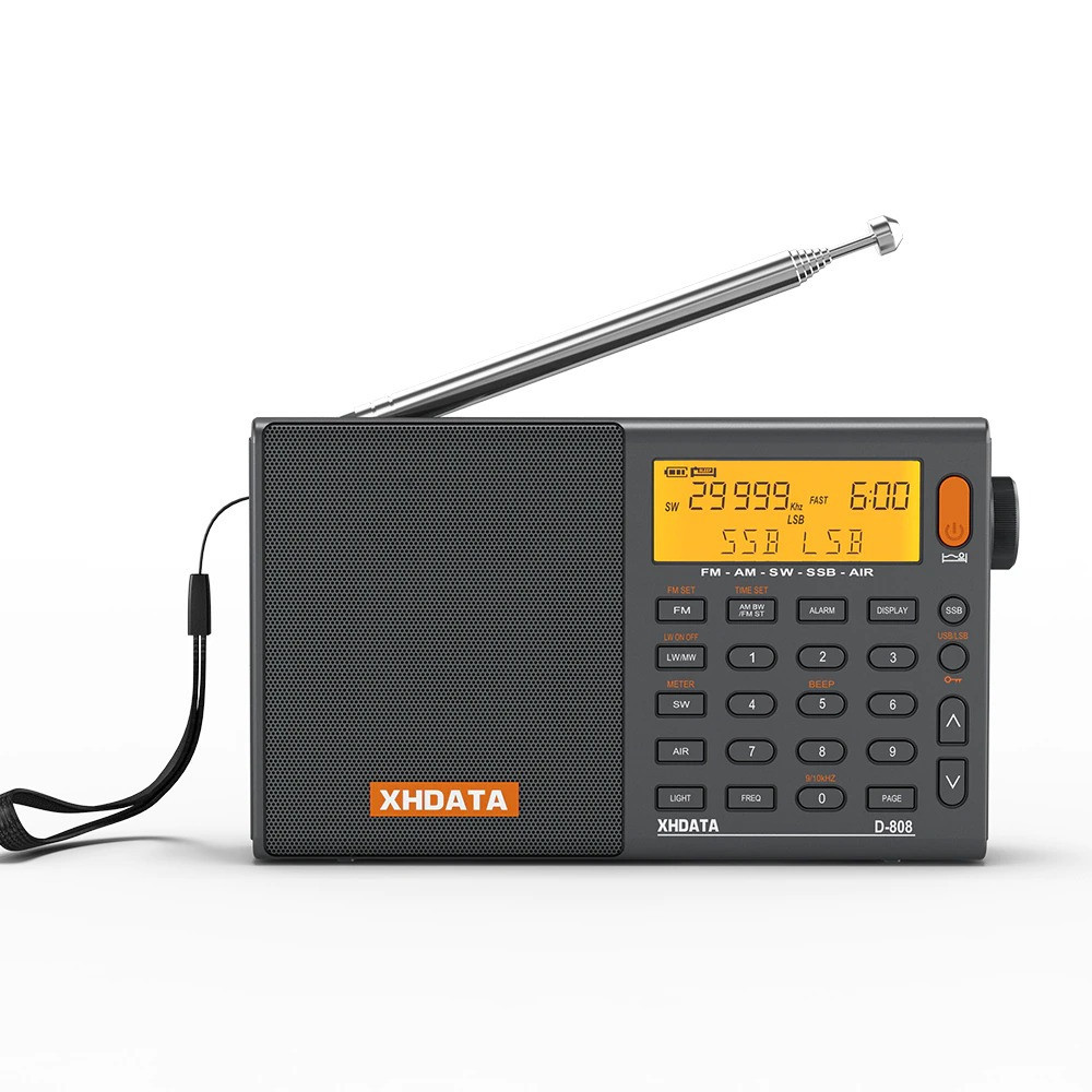 Цифровий всехвильовий DSP радіоприймач XHData D-808 в чохлі (Чорний)