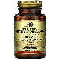 Витамин B12, SOLGAR "Sublingual Methylcobalamin (Vitamin B12)" 1000 мкг (60 таблеток)