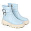 Черевики жіночі шкіряні на тракторній підошві. Колір блакитний, фото 2