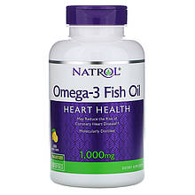 Риб'ячий жир Natrol "Omega-3 Fish Oil" для підтримки серця, лимонний смак, 1000 мг (150 гелевих капсул)