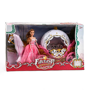 Ігровий набір для дівчинки Карета з конем та лялькою "Карета Попелюшки" 348 А Рожевий