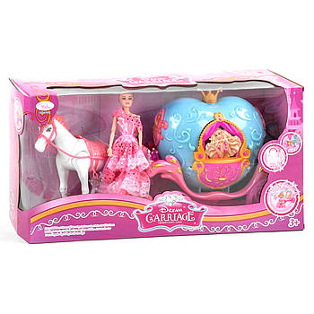 Ігровий набір для дівчинки Карета з конем та лялькою "Карета Попелюшки" 811 A