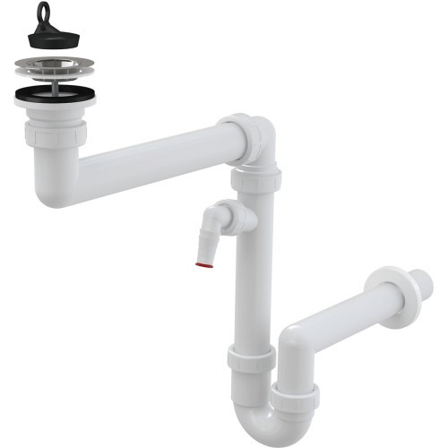 Компактный сифон для мойки с подводкой d40 AlcaPlast A870P-DN40 со ...