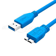 Кабель USB 3.0 AM to micro BM, 0.3 м, синій