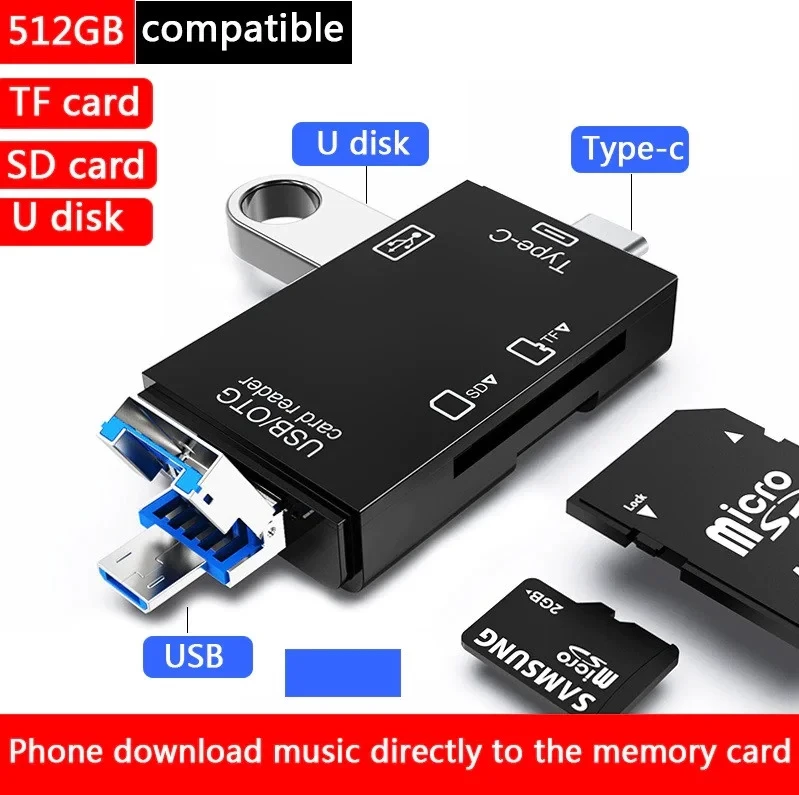 6 в 1 Кардридер XP-82 USB 3.0 Type-C OTG SD MicroUSB MicroSD TF Адаптер Картридер