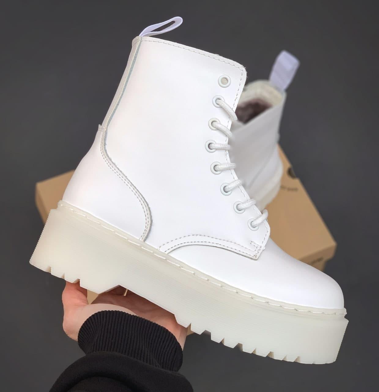 Жіночі черевики білі зимові Dr. Martens Jadon Mono White FUR (05265)