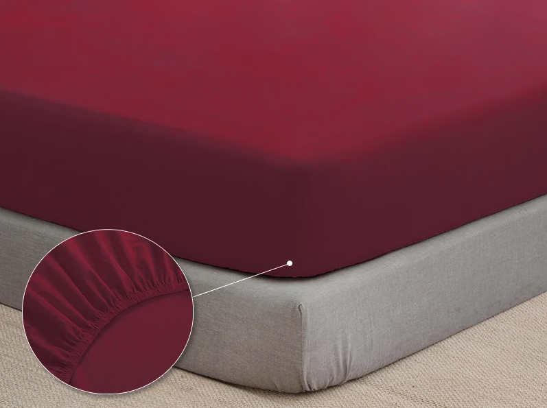Простирадло на гумці 160х200х25 MAROON (1840) бавовна "Ранфорс"
