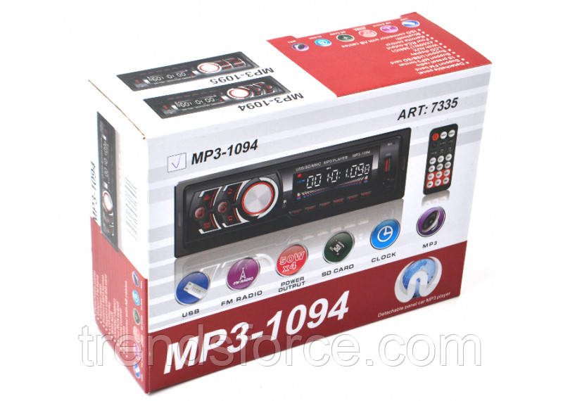 Автомагнитола MP3 1094 BT съемная панель Iso cable 184356 - фото 3 - id-p1545291691