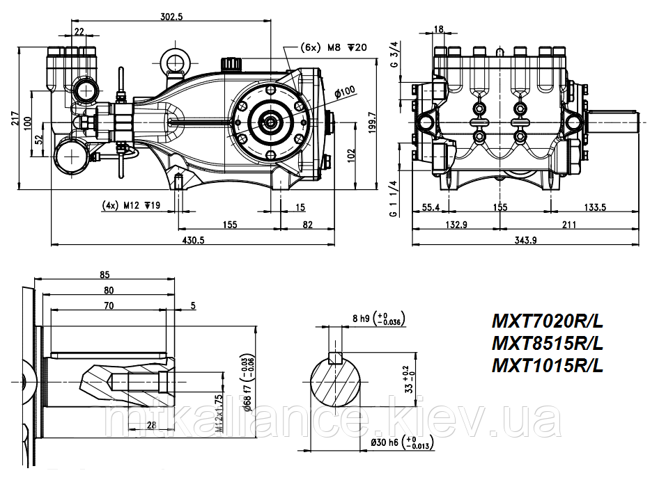 Плунжерный насос высокого давления HAWK МXT 7020R ( 4200л\час, 200бар) - фото 2 - id-p1545306702