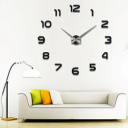 Годинники настінні DIY Clock NEW black самоклеючі з цифрами від 60 до 90 см / Клеючий годинник