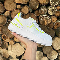 Женские кроссовки Nike Air Force 1 Shadow кожаные спортивные белые желтые