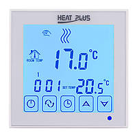 Терморегулятор Heat Plus 323W БІЛИЙ сенсорний, програмований термостат для теплої підлоги, датчик температури