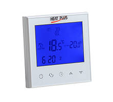 Терморегулятор Heat Plus 321W БІЛИЙ сенсорний, програмований термостат для теплої підлоги, датчик температури