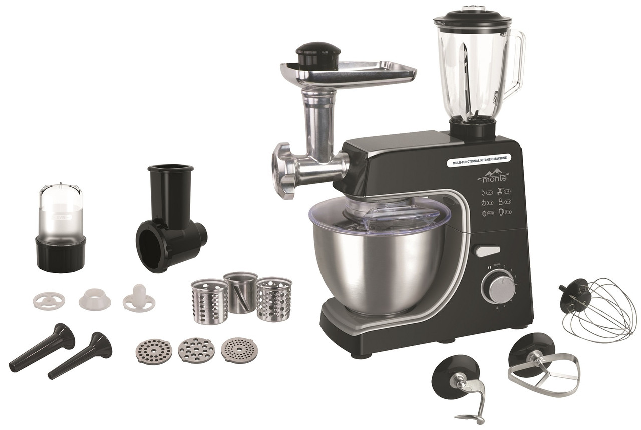 Кухонний комбайн Monte MT-2502 з м'ясорубкою та насадками для тіста шинкування та збивання потужність 1400 Вт