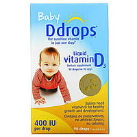 Жидкий витамин D3 для детей Ddrops, Baby "Liquid Vitamin D3" 400 МЕ (90 капель)