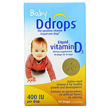 Рідкий вітамін D3 для дітей Ddrops, Baby "Liquid Vitamin D3" 400 МО (90 крапель)