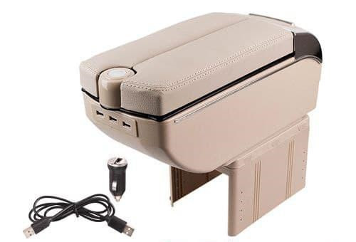 Підлокітник універсальний, бежевий попільничка, підсклянник, 7 USB