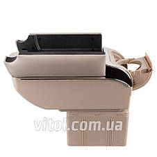 Підлокітник універсальний, бежевий попільничка, підсклянник, 7 USB, фото 3