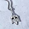 Чоловіча срібна підвіска з кулоном, металева цепочка ланцюжок на шию, кулон із нержавіючої сталі, фото 5