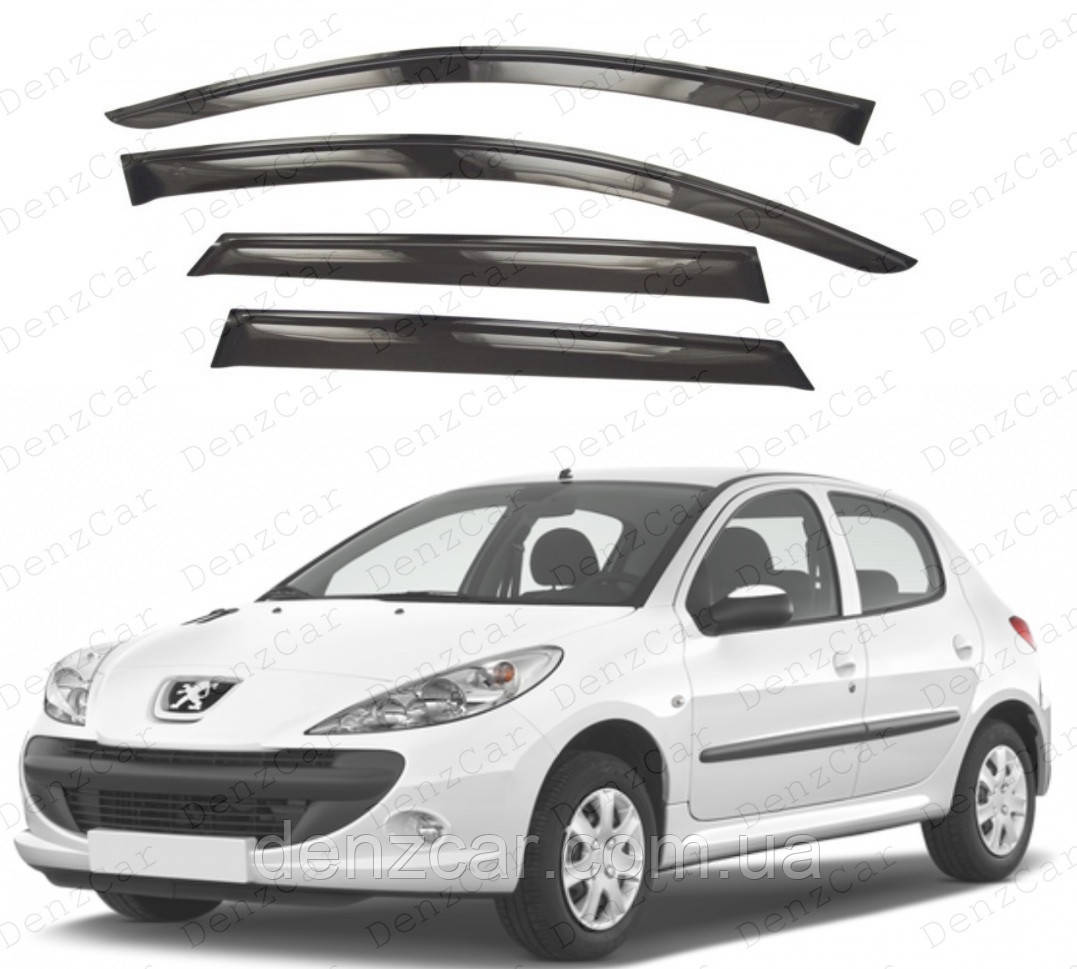 Вітровики Peugeot 206 Sd 2005/Hb 5d 1998 (на скотчі)\Дефлектори вікон Пежо 206 хетчбек