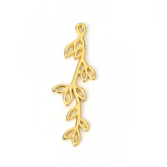 Підвіска Finding Кулон гілочка з листям Золотистий 46 мм x 16 мм, фото 1