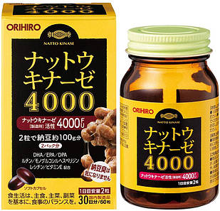 ORIHIRO Наттокіназа 4000 FU, Omega-3, гесперидин, лецитин, вітамін Е, 60 капсул на 30 днів
