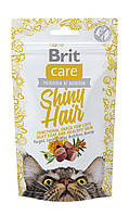 Лакомство для котов Brit Care Cat Shiny Hair для блестящей шерсти и здоровой кожи лососем 50 г